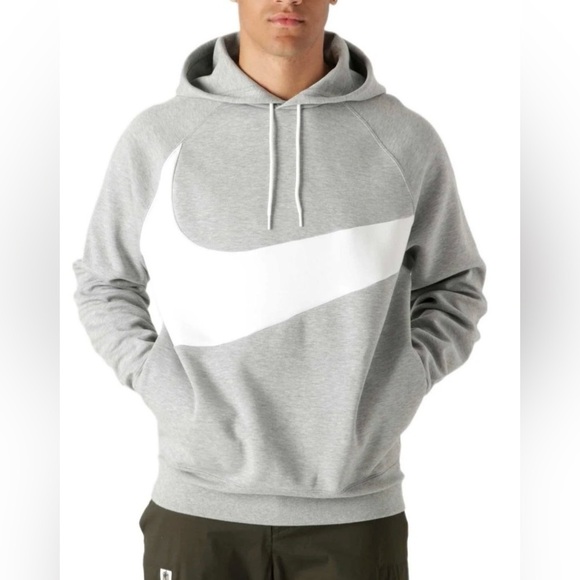 Nike Other - Nike Big Swoosh Gray Hoodie Men’s Medium Pullover Sweatshirt